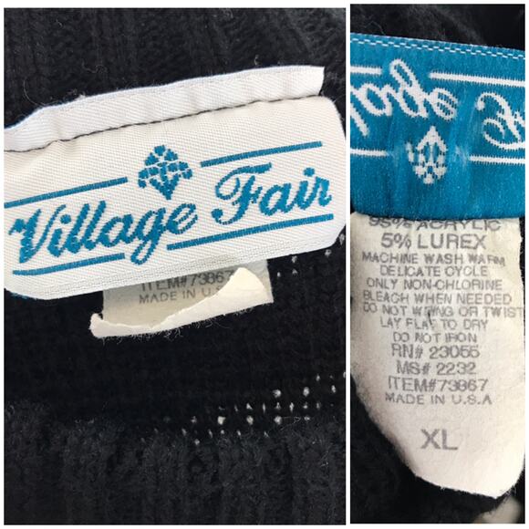 Vintage Metallic Knit Floral Rose Pullover Chunky Knit Holiday Sweater USA Made - Picture 8 of 8